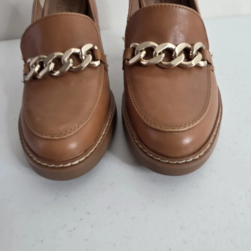 Naturalizer Callie-Moc Leather Loafers Size 8 High Heel Lug Sole Slip-on Shoes - Picture 7 of 16